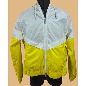 Nike Mens White/Yellow Hooded Windbreaker Jacket Medium Polyester Lightweight